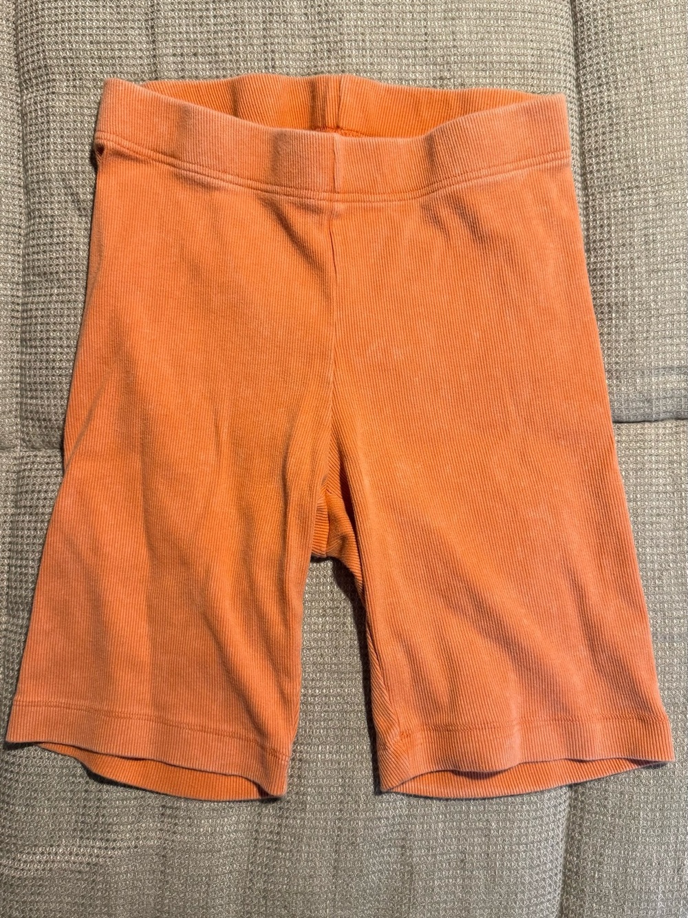 Women's Orange Rib Cotton Bike Shorts